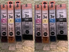 2 Sealed Sleeve Sets (8) Genuine Canon 3e Black Yellow Magenta Cyan BCI 3e NO BX picture