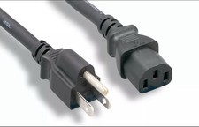 Standard 5ft (1.5m) 10 Amps 125 Volts Black 3 Prong AC Power Cord Cable picture