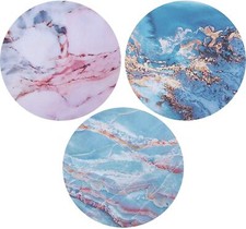 Set of 3 Marble Mouse Pads Waterproof Round Mouse Pad Non-Slip Rubber Base picture