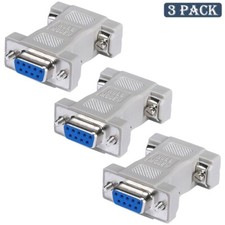 3x DB9 RS-232 9 Pin Serial Port Null Modem Adapter Female/Female Gender Changer picture