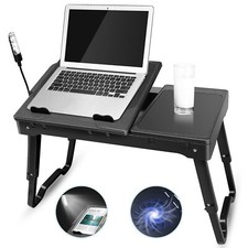 Foldable Laptop Table Tablet Desk Stand Bed Sofa Tray with USB LED & Cooling Fan picture
