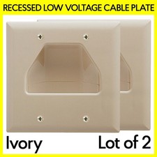 2 Pack Recessed Pass-Through Cable Opening Wall Plate 2 Gang Faceplate Ivory picture