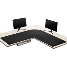 L-Shaped Desk Mat PU Leather Black (55