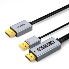 BENFEI DisplayPort 1.4 to HDMI 2.1 6 feet Cable 8K@60Hz 6 feet, Grey picture