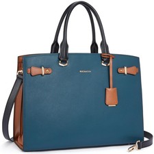 Briefcase for 15.6 Inch Genuine Leather Laptop Briefcase Shoulder Work Tote B... picture