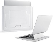 2-in-1 Laptop Sleeve with Stand for 13-14 Inch PU Leather in Grey picture