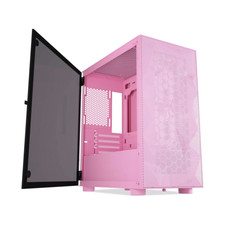 mATX Gaming PC Case - Pink Mesh Computer Case with Tempered Glass Panel picture