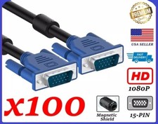 100 Units Pack Super VGA Cable Premium 1080P Full HD - 5ft Long Male to Male picture