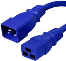 5 PACK LOT 1ft IEC C20 - C19 Blue Power Cord 12AWG 20A/2500W 100-250V 0.3M picture