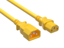 3ft IEC C14 to IEC C13 Heavy Duty PDU Power Cord, 14 AWG SJT, 15A/250V, Yellow picture