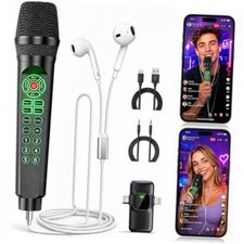 MC9 Online Karaoke Microphone for Phone/PC, Live Streaming Microphone Set Black picture