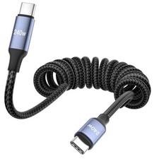 240W USB C to USB C Cable Coiled, Braided Type C Charger for Car 240W Fast picture