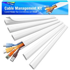 Delamu Cord Hider, Covers for 3-4 1.18in W x 0.67in H x 85in L, White  picture