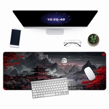 31.5x11.8 In Japanese Full Moon Lake Landscape Extended Gaming Desk Mat Pad picture