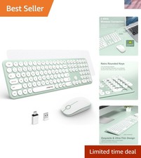 Wireless Keyboard and Mouse Combo, 2.4GHz Full Size Ultra Slim Green Silent K... picture
