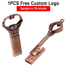Free logo metal thumb drive Gift key USB 2.0 flash drive 64GB Heart pen drive 8G picture