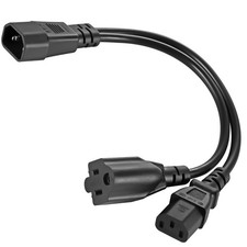 IEC 320 C14 to C13+NEMA 5-15R Y Splitter Short Power Plug Cord Single C14 Mal... picture