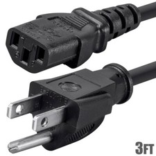 3FT 3-Conductor 14AWG NEMA 5-15P Male to IEC 60320 C13 Female Power Cord Cable picture