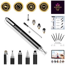 Elegant Black 4-in-1 Stylus with Replaceable Tips - For Tablets and Smartphones picture