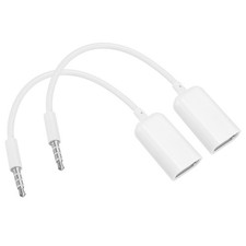 2 Pcs Aux to USB Cable, 3.5mm Male Audio Aux Jack Plug to USB 2.0 Female, White picture