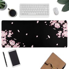 Cherry Blossom Large Pad Gaming Extended Desk Pad with Stitched Edge and Non-... picture