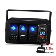 3-Gang Rocker Switch Box - 12V SPST ON/Off, PD Type C & QC 3.0 USB 3 Gang picture