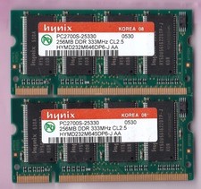 512MB 2x256MB PC2700S HYNIX HYMD232M646DP6-J AA DDR-333 LAPTOP SODIMM Memory Kit picture