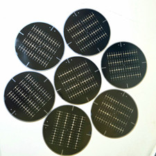 ​Vintage Monsanto Silicon Solar Cell Wafer Slice Lot of 10 with Box & Paperwork picture