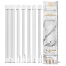16 AWG Snow-White PSU Extension Cable Kit - 30cm with Gold-Plated Connectors picture