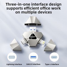 EAGET three-in-oneUSB flash drive for mobile phones and computers  256GB Black picture