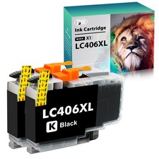 2 PK BLACK Premium Ink fits Brother LC406 MFC-J4335DW MFC-J4345DW MFC-J4535DW picture