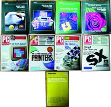 4 PC MAGAZINES 1980'S MIXED DATES AND YEARS PLUS 5 IBM,  DOS & COMPUTER BOOKS picture