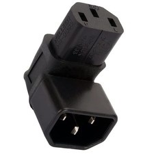 IEC Male C14 to C13 Right Angled 90 Degree Power Adapter Black picture