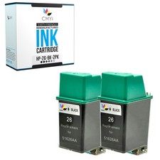 CMYi 2PK Compatible 26 Black Ink Cartridges fits HP DeskJet 420 500 510 520 540 picture