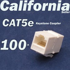 100 pcs Lot CAT5 Inline RJ45 Keystone Wall Coupler Jack Adapter 8P8C White CAT5e picture