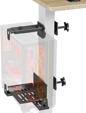 under Desk PC Mount with Protective Arms, Clamp-On Leg CPU Mount | No Drilling, picture