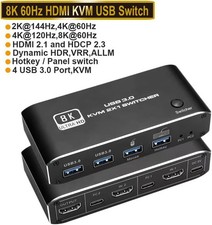 8K HDMI KVM Switch 2 in 1 Out 8K@60Hz 4K@120Hz 2 PC to 1 Monitor with 2 USB 3.0  picture