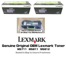 2 Mostly New Genuine Lexmark 521XE 52D1X0E Toners MS711 MS811 SEALED BAG 70% picture