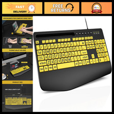 Large Print Wired Computer Keyboard with Wrist Rest - Yellow & Black Design picture