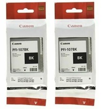2 Sealed Canon PFI-107BK PFI107BK Black Ink Cartridge 130ml 107 dated 2023 picture