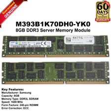 Samsung 96GB 12x8GB DDR3 1600MHz 2Rx4 PC3L-12800R Memory RAM M393B1K70DH0-YK0 picture