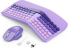 Ergonomic Wireless Keyboard and Mouse, Mechanical Gaming Set with Wrist Rest picture