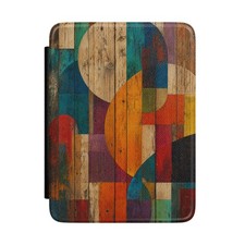 Abstract Geometric Woodgrain Kindle Case | Colorful Circles | E-Reader Cover picture
