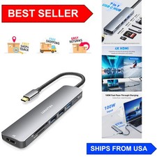 Sleek 7-in-1 USB C Hub with 4K HDMI & Fast Charging for All Type C Laptops picture