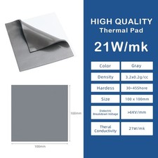 21W/mK Thermal Pad Silicone CPU GPU SSD Heatsink Cooling Pad 100x100mm Grey picture