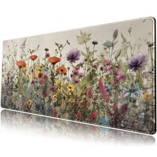 Watercolor Flowers Desk Mat Floral Boho XL Mouse Pad Large Mousepad Extended ... picture