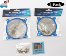 Qty 2: NEW Lamptron Blue 92mm UV Sensitive Wire Mesh Fan Filter/ PC Grill Guard picture