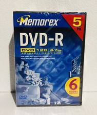 Memorex DVD-R 16x 120 Min 5PK Blank Recordable Discs With Cases Sealed picture