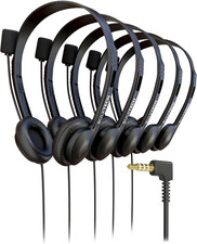 5 Pack Bulk Wired On-Ear Leather Headsets with Boom Microphone and 3.5Mm picture