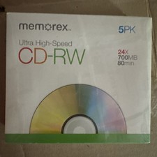 MEMOREX Ultra High Speed CD-RW 16x-24x 700Mb 80min Rewritable (5 Pack)  picture